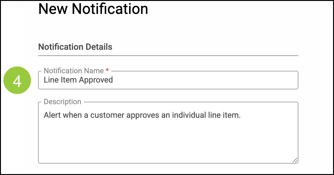 Notification Details with badge 4 on Notification Name
