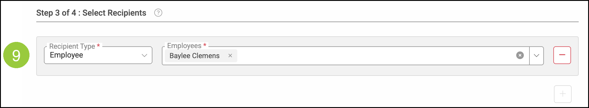 Select Recipients with badge 9 on Recipient Type
