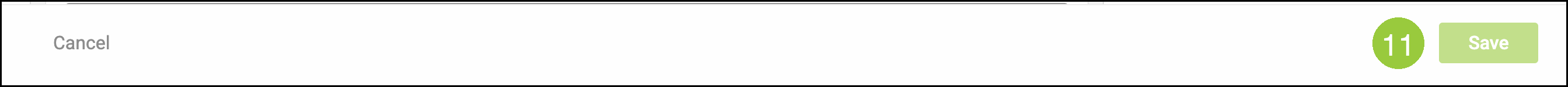 Notification footer with badge 11 on Save
