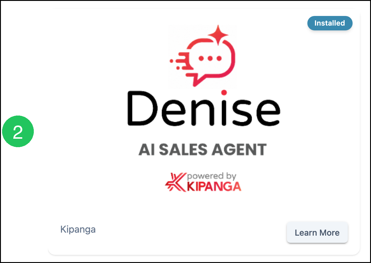 Kipanga Denise AI Sales Agent integration card