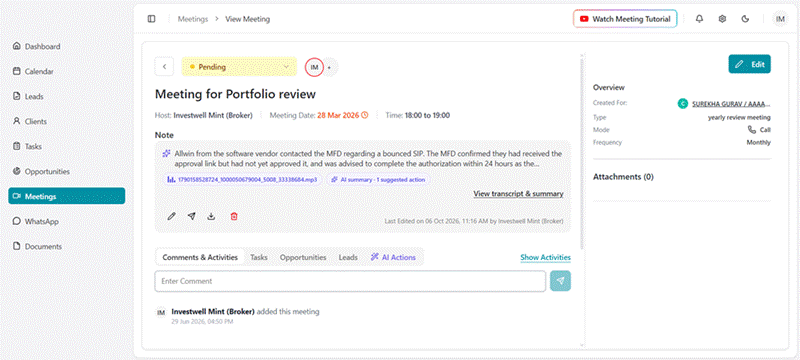 Title: Screenshot 9 - Description: Meeting page showing the saved note with summary preview and recording
