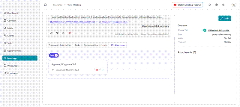 Title: Screenshot 10 - Description: AI Actions tab on the meeting page