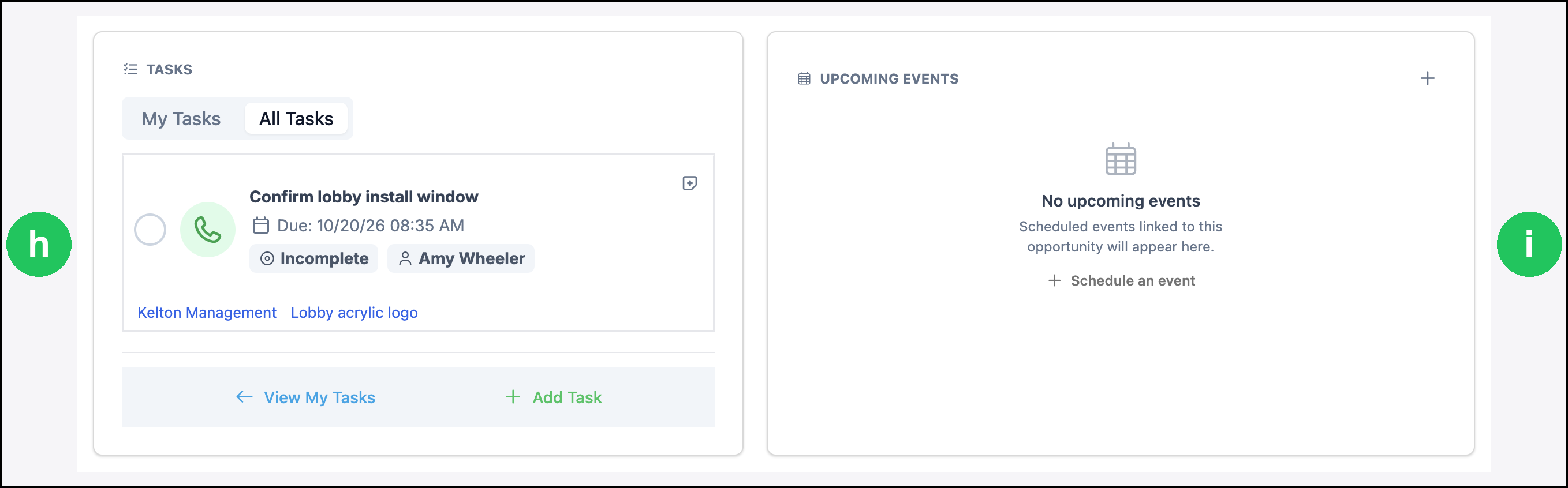 Tasks and Upcoming Events on the Opportunity