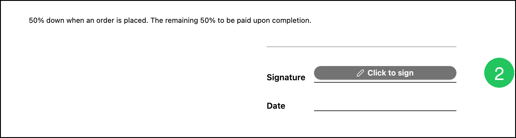 Signature line with Click to sign