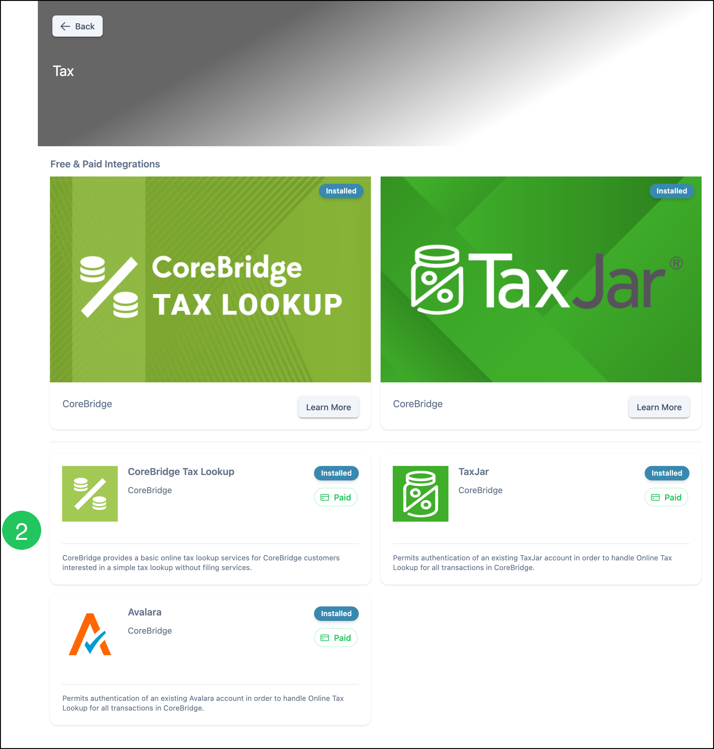 Avalara, CoreBridge Tax Lookup, and TaxJar
