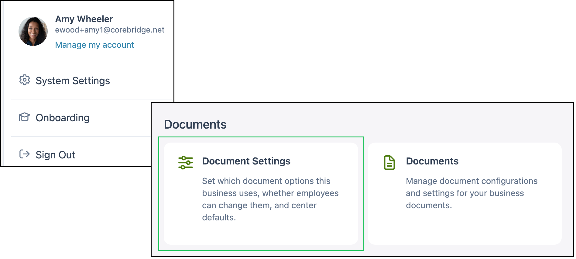System Settings path to Document Settings in the Documents section