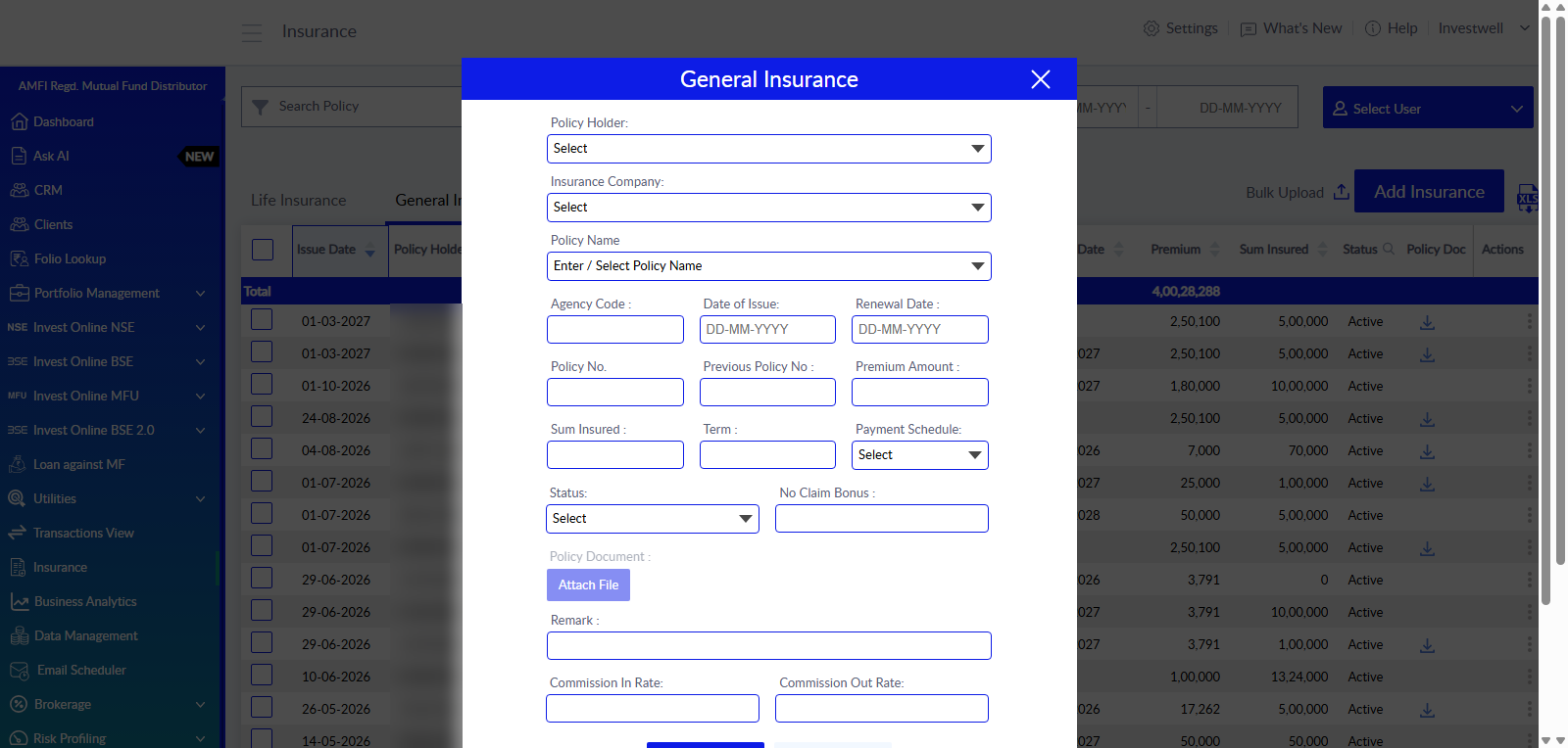 General Insurance form