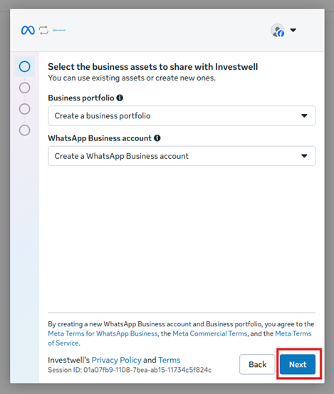 Title: You don't have one yet: the box says "Create a business portfolio" - Description: You don't have one yet: the box says "Create a business portfolio"