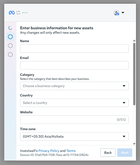 Title: Business details before filling in - Description: Business details before filling in