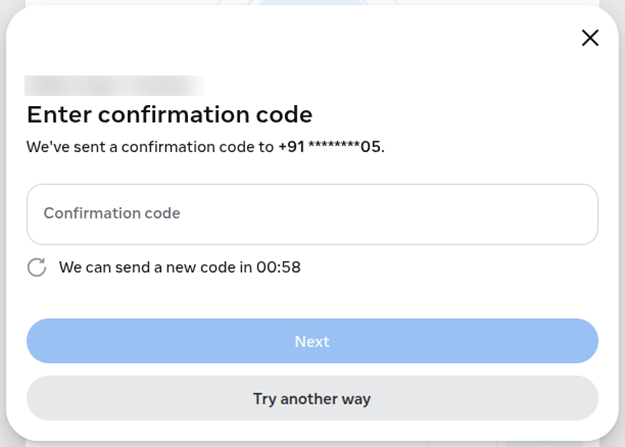 Title: Enter the confirmation code - Description: Enter the confirmation code