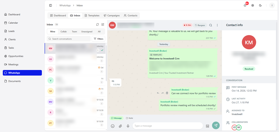 Title: WhatsApp → Inbox with a conversation open - Description: WhatsApp → Inbox with a conversation open