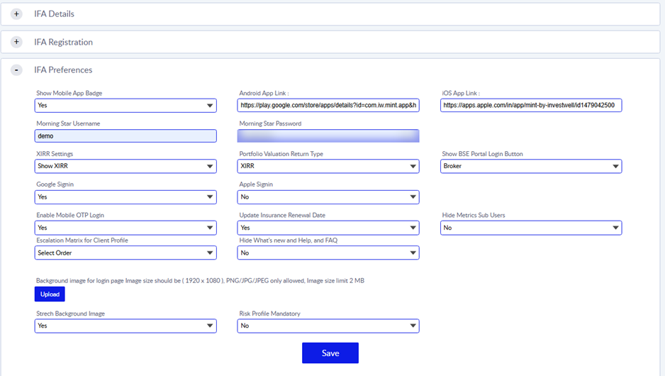 Title: IFA Preferences - Description: IFA Preferences