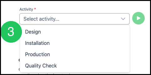 Activity list in the Job Tracking window