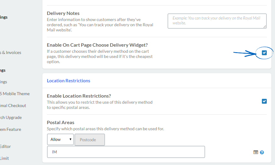 Delivery - Delivery Widgets on the Shopping Cart page : EKM