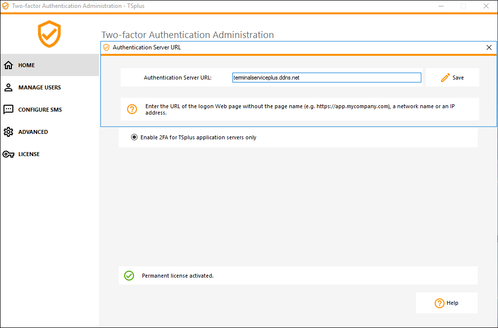 Two-factor Authentication Application Server