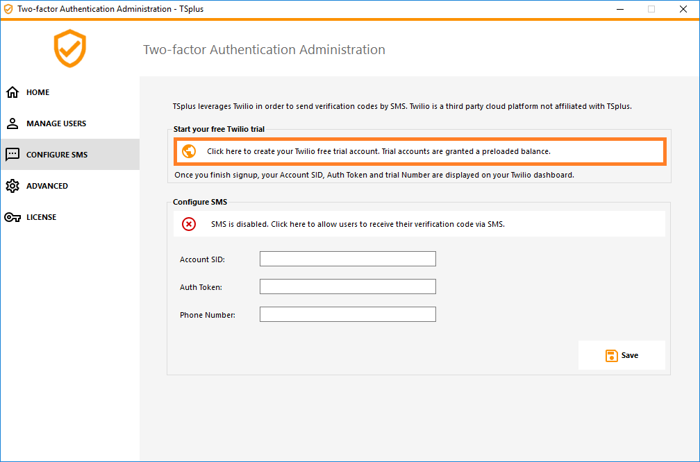 Configure SMS