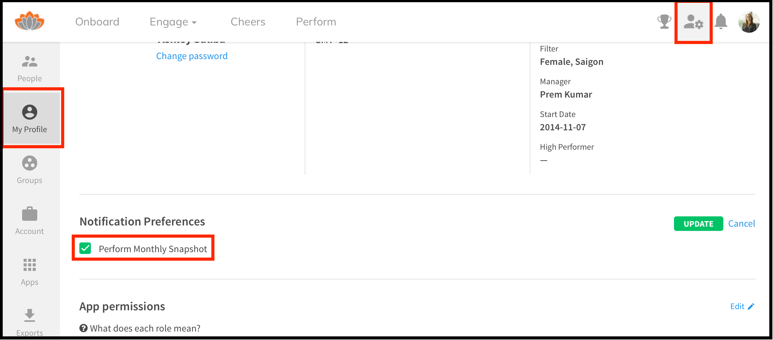 View Performance Reports with a Snapshot TINYpulse