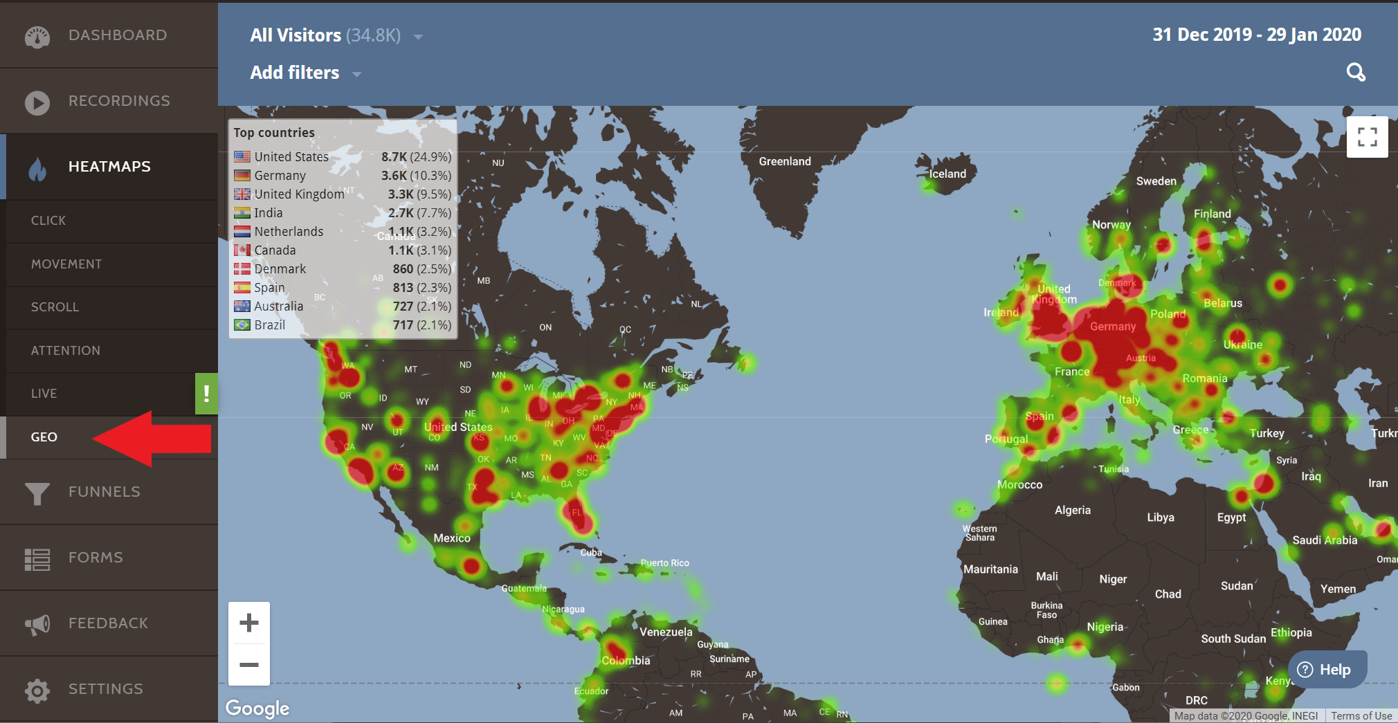 Use the Geo Heatmap to Recapture Leads Mouseflow