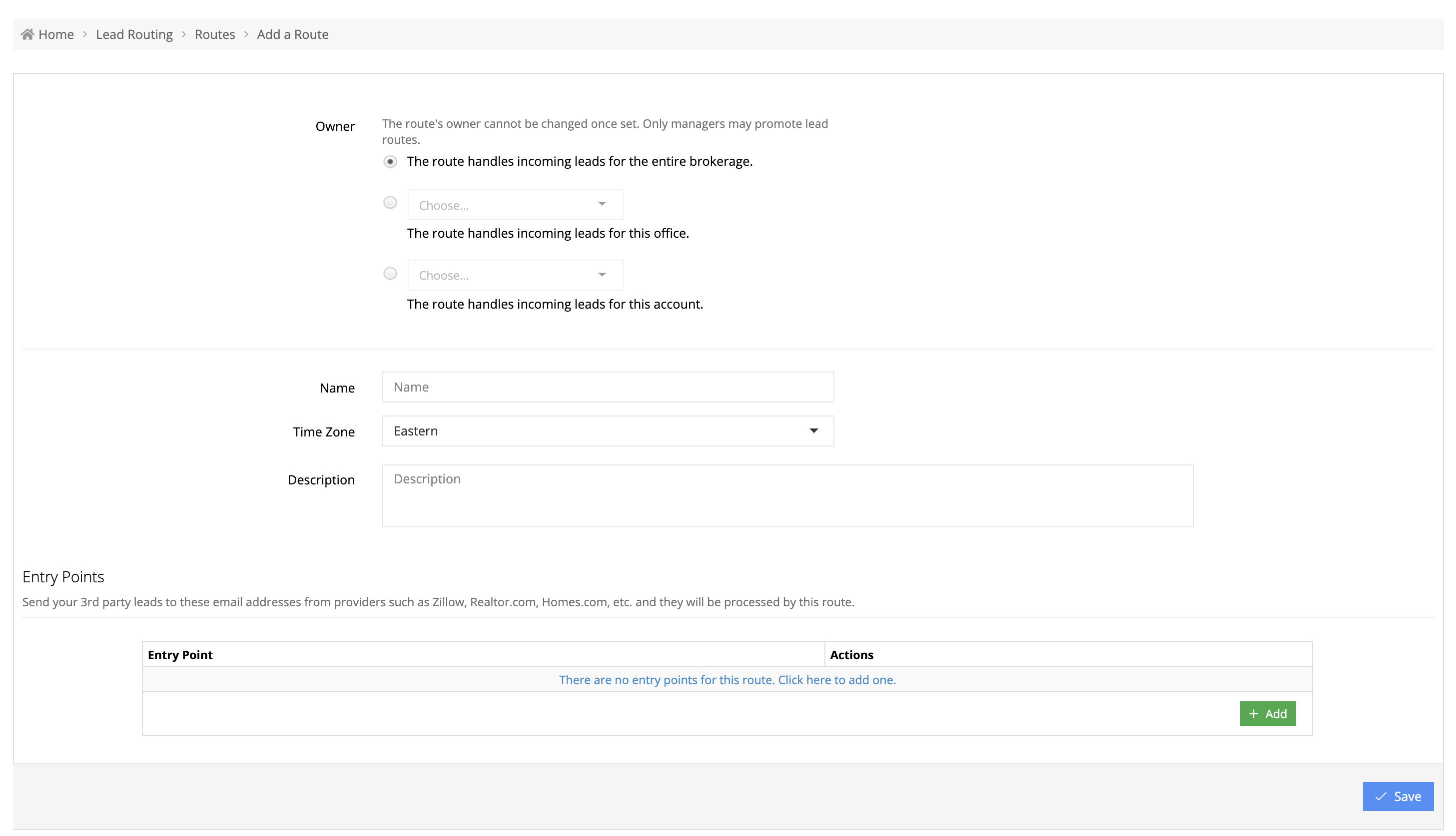 Adding a Lead Routing (Enhanced Routing Only) TotalBrokerage