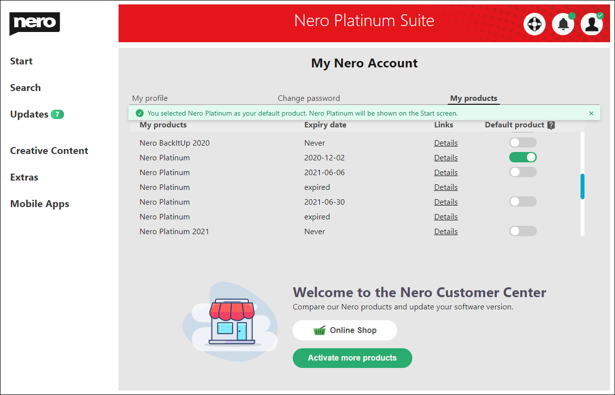 [Nero 2021]Wechseln Sie das Standardprodukt in Nero Start Nero AG