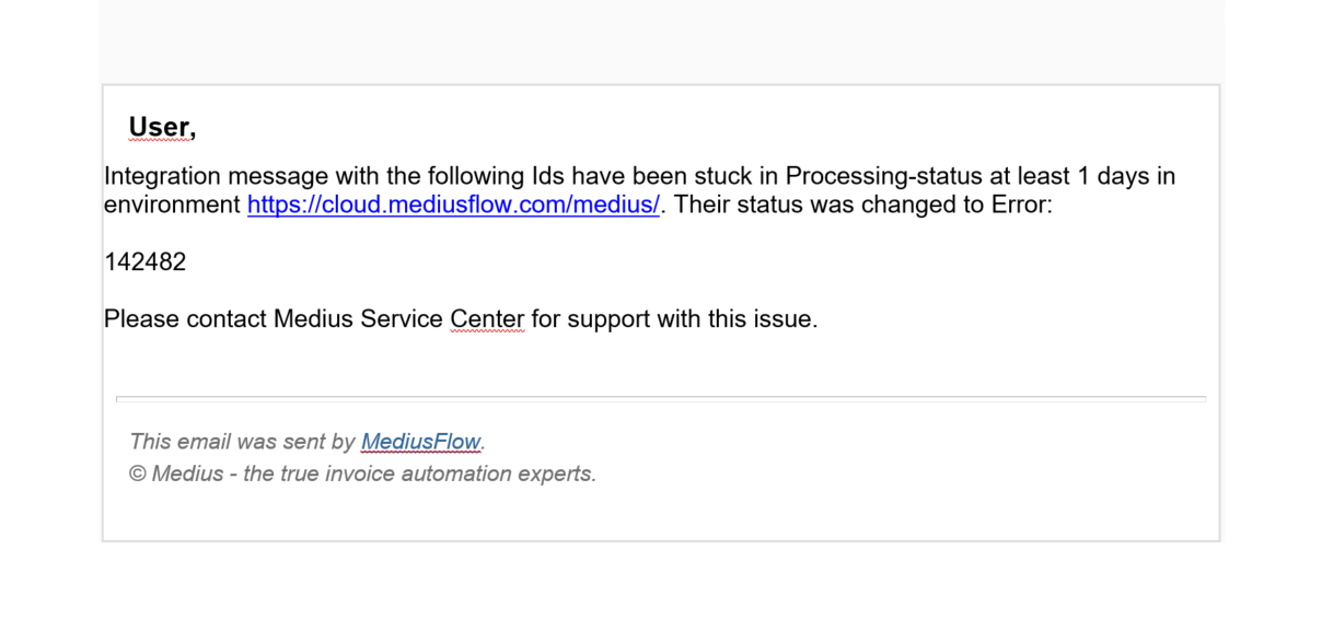 Example e-mail with integration messages