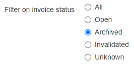 Invoice gadget status settings