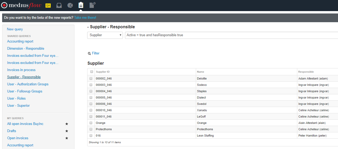 Supplier Responsible Advanced Search