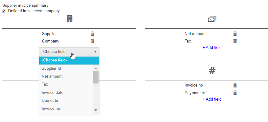 Invoice summary field alternatives