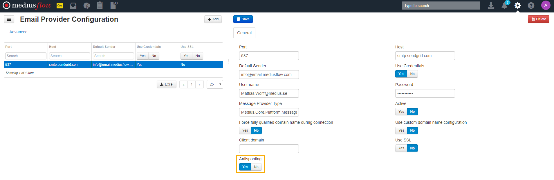 Enable or disable antispoofing