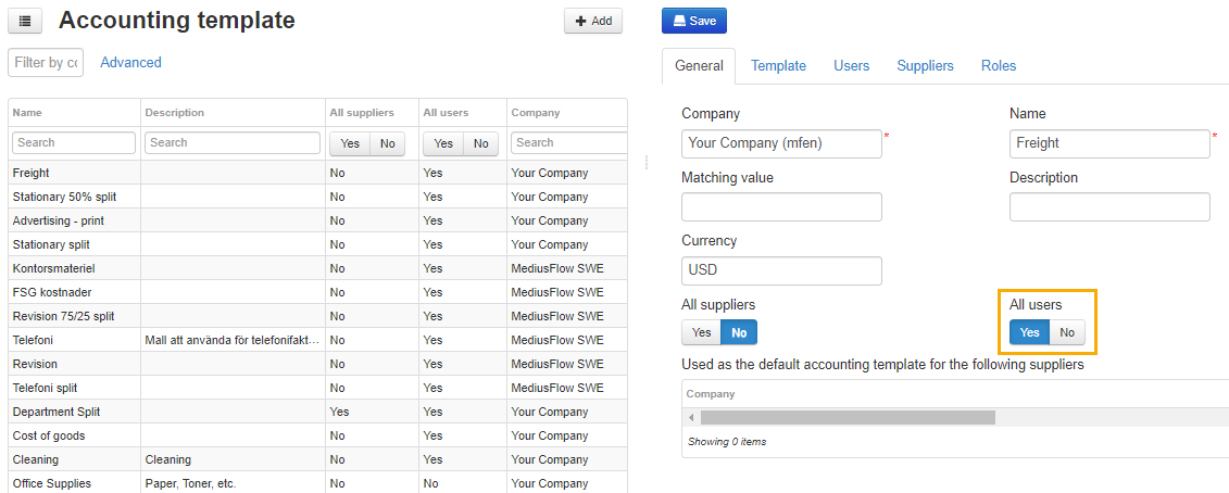 Accounting template - All Users