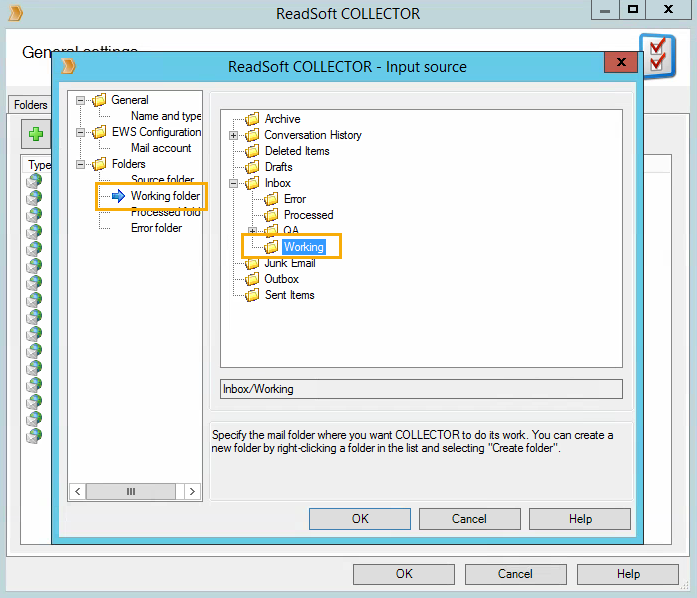 How do I update mailbox information in Readsoft INVOICES?