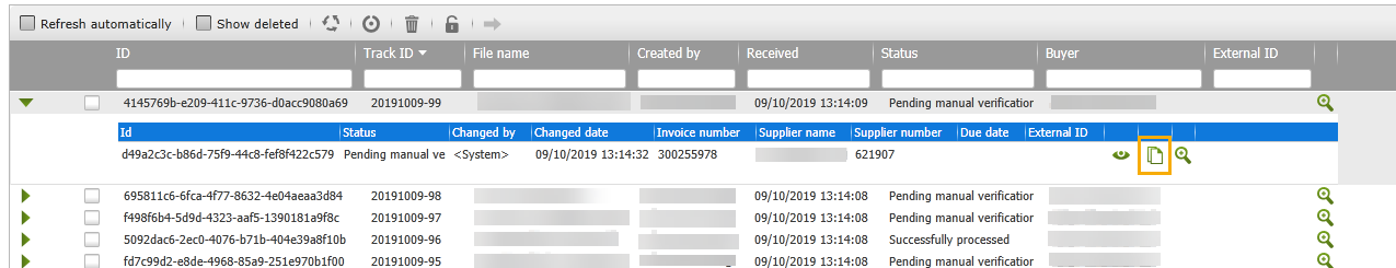 Open selected invoice