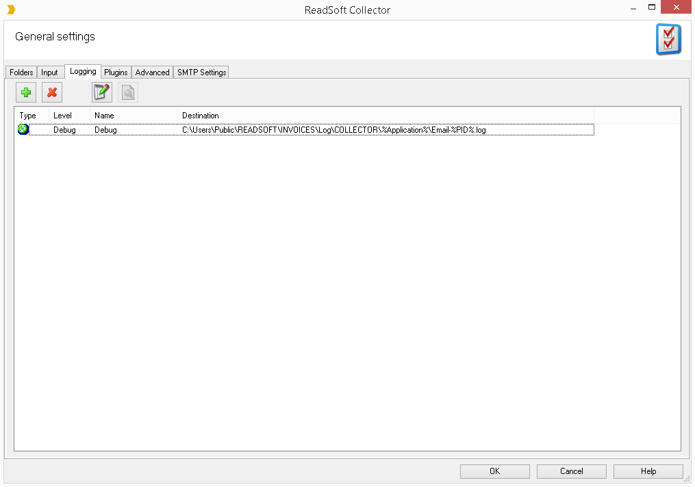 COLLECTOR plug-in log folder path