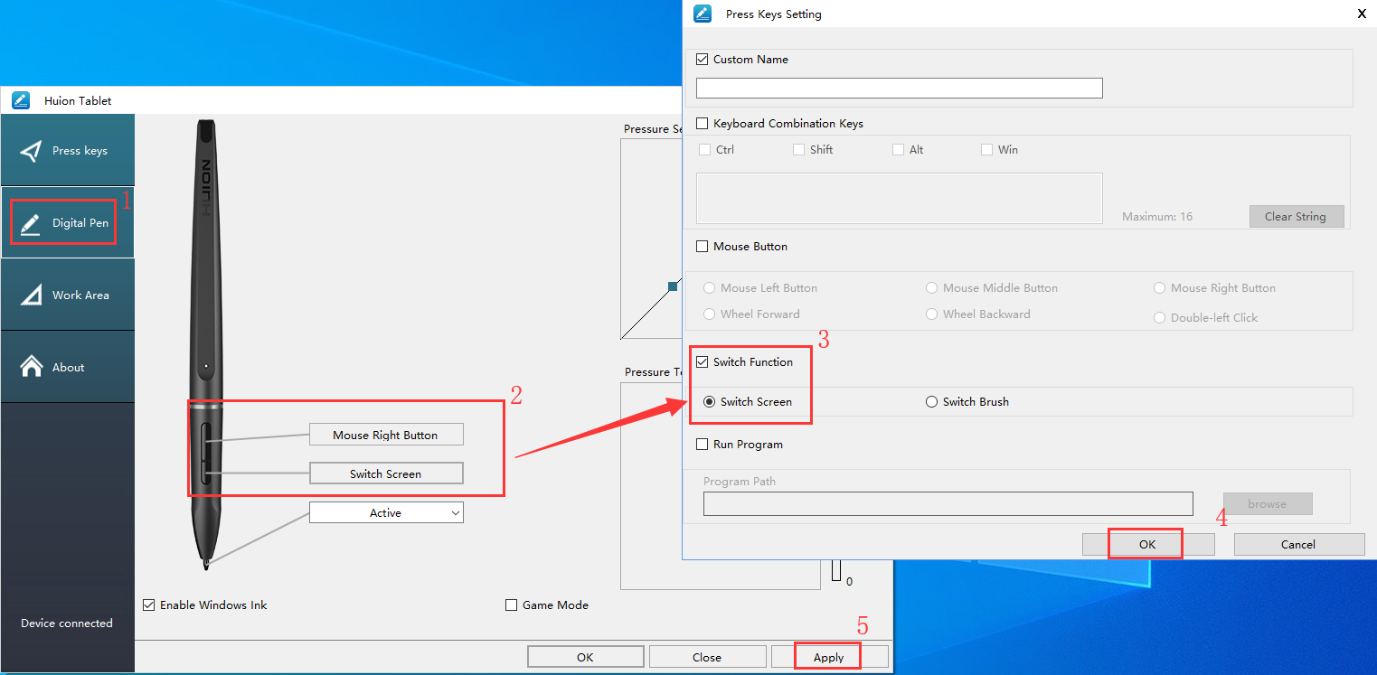 Pen and screen HUION