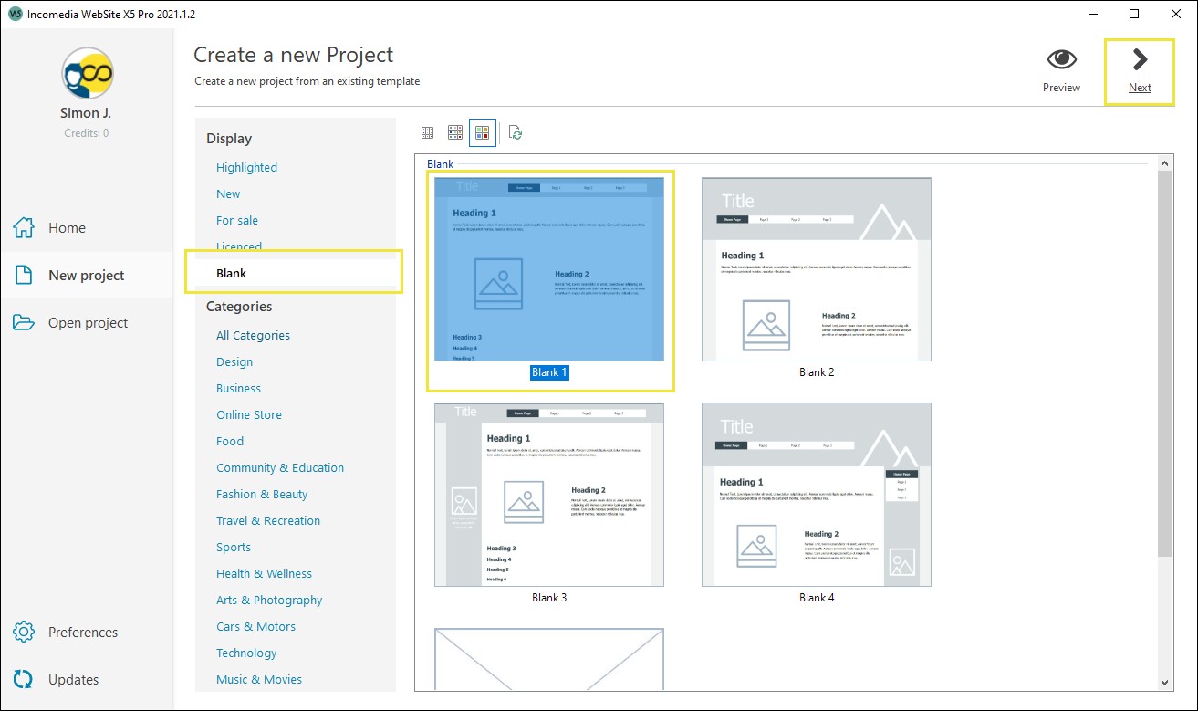 How to create a new template from an empty template : WebSite X5 Guide