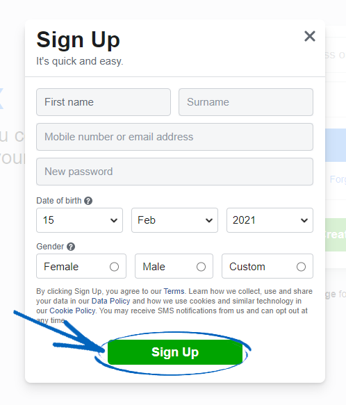 How to make a Facebook account : EKM