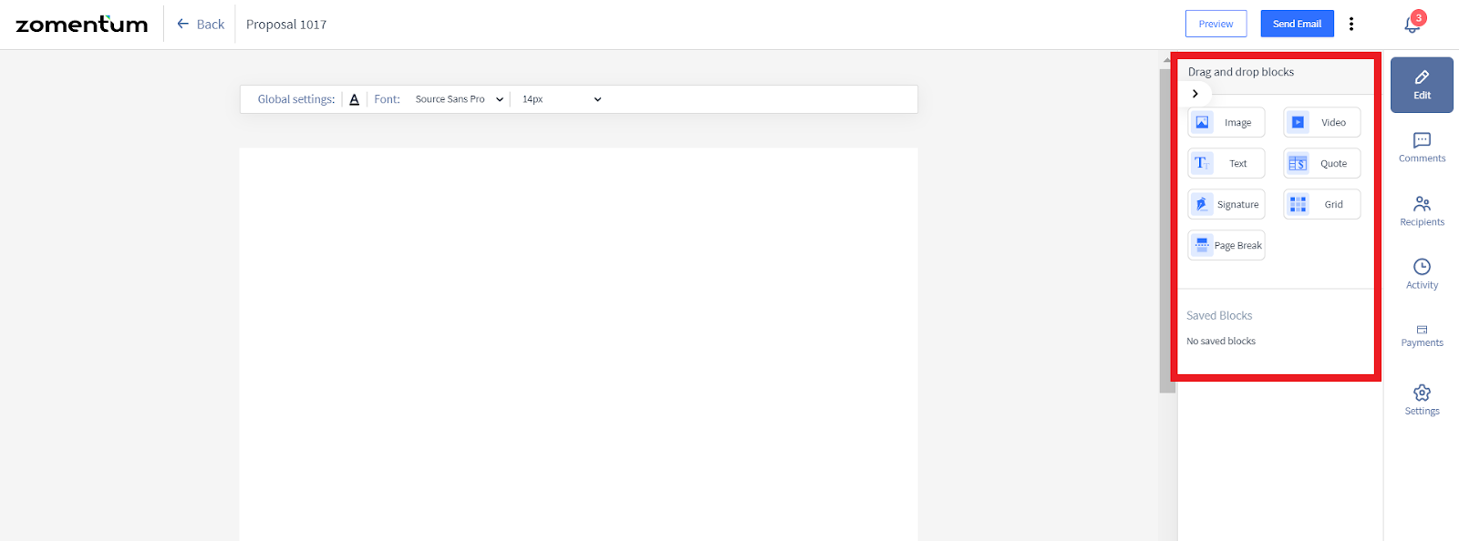 Blocks & Document Settings : Support