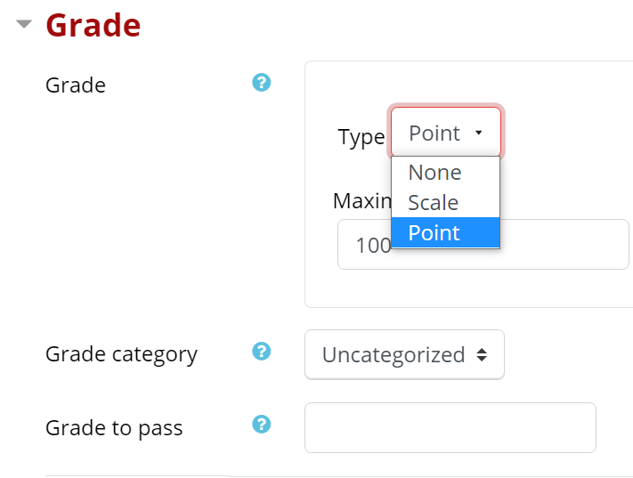 H5P grade options