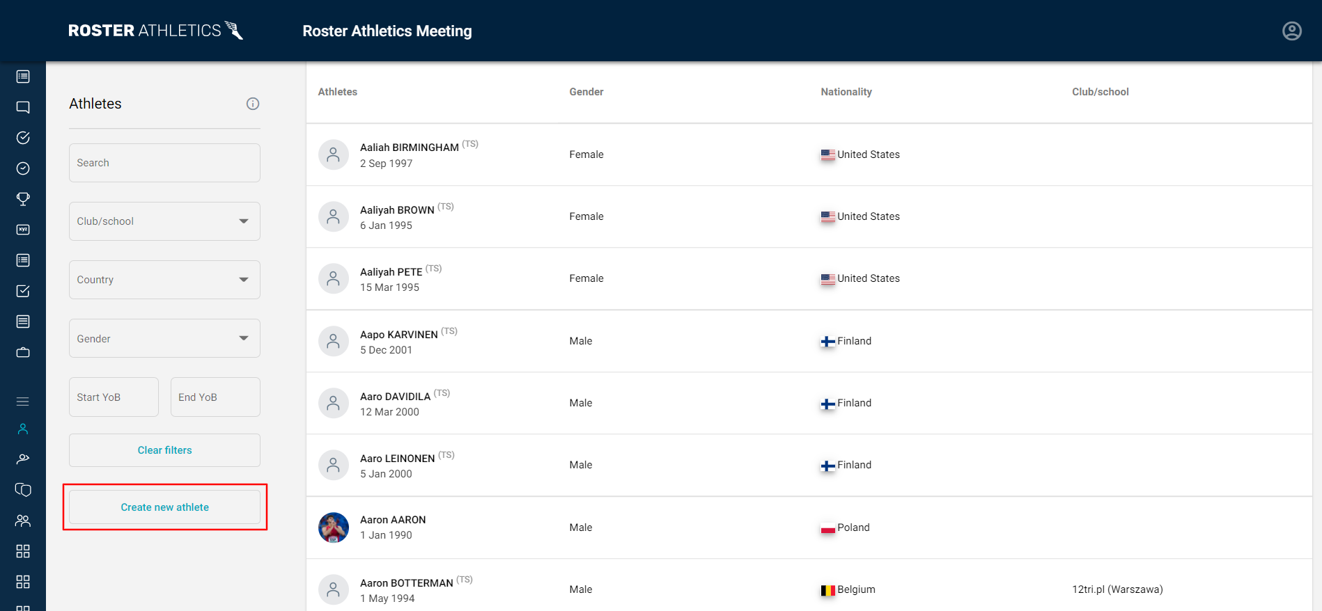 Add Player To Roster Add athletes : Roster Athletics