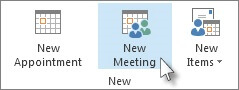 New Meeting command on the ribbon