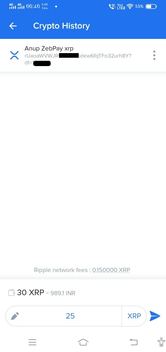 Send cryptocurrency to another address ZebPay