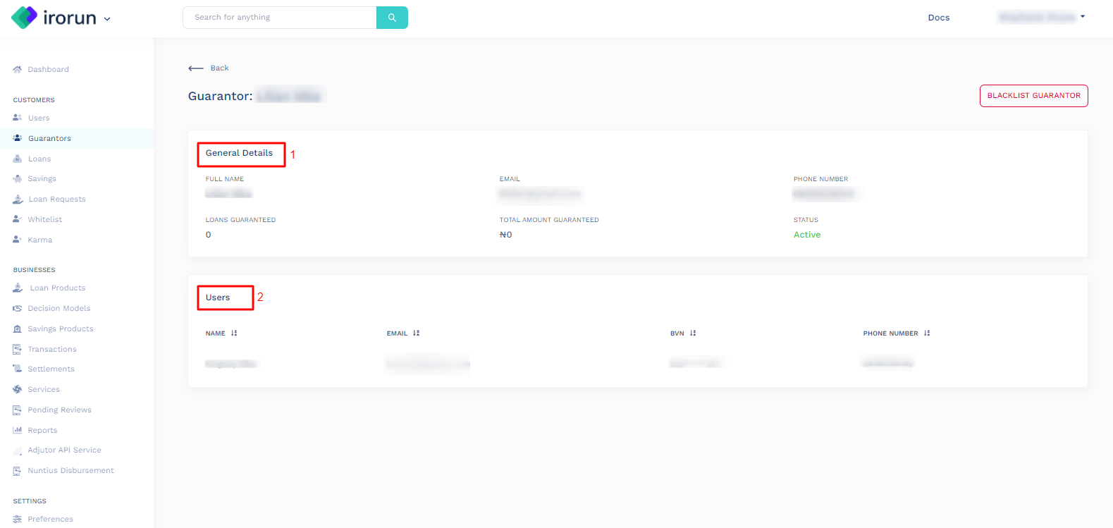 How to view/manage guarantor’s details on Lendsqr lendsqr