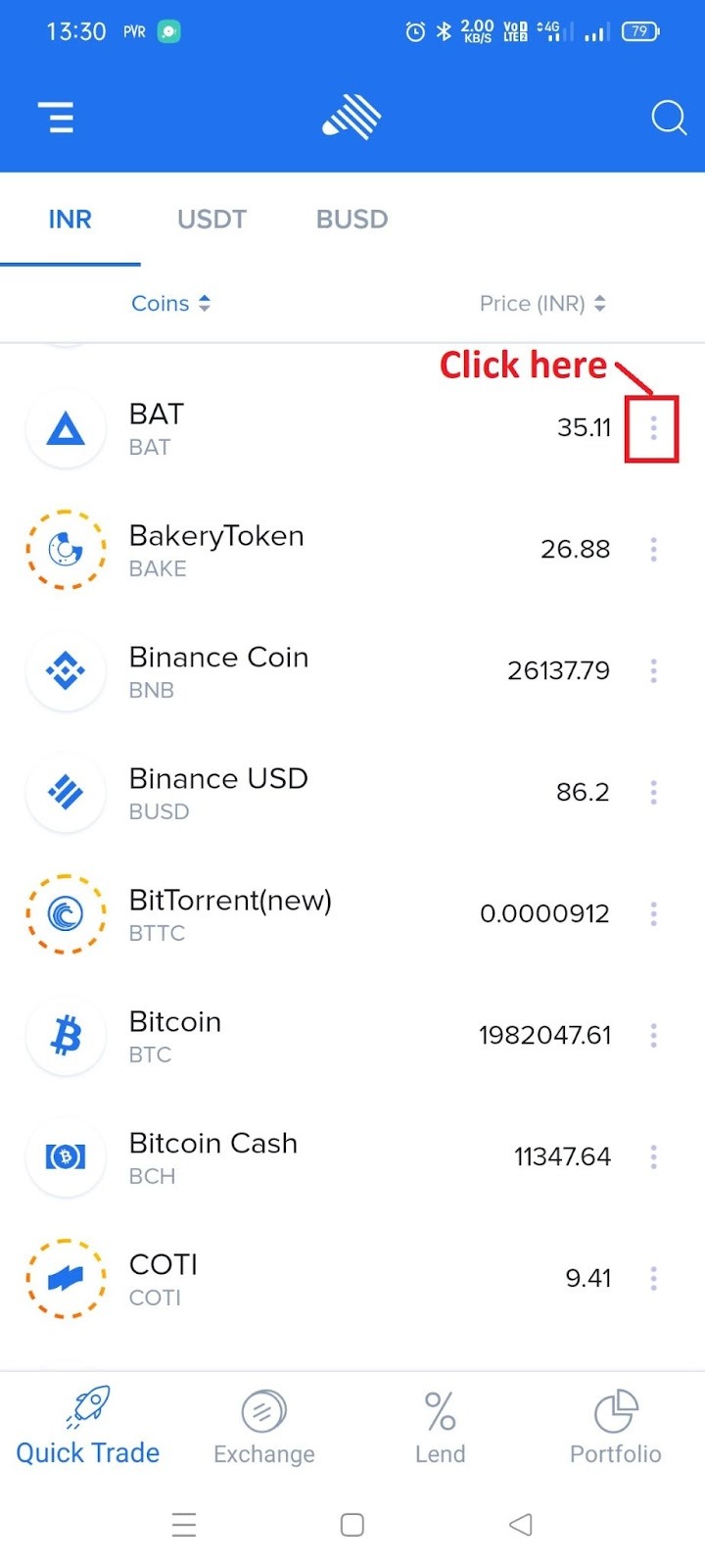 Send cryptocurrency to another address ZebPay