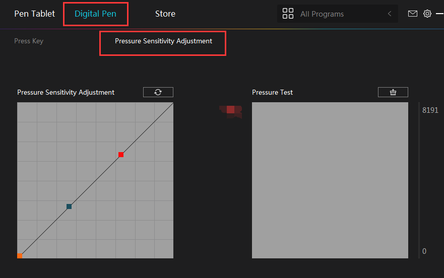 Adjust maximum pen pressure HUION