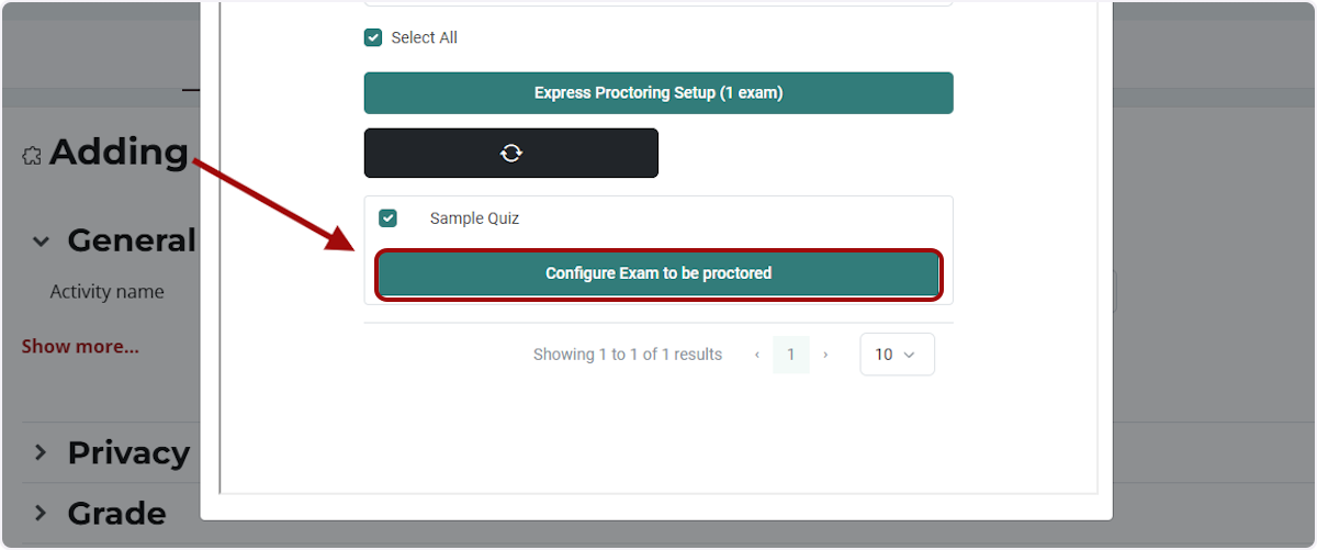 Click on Configure Exam to be proctored