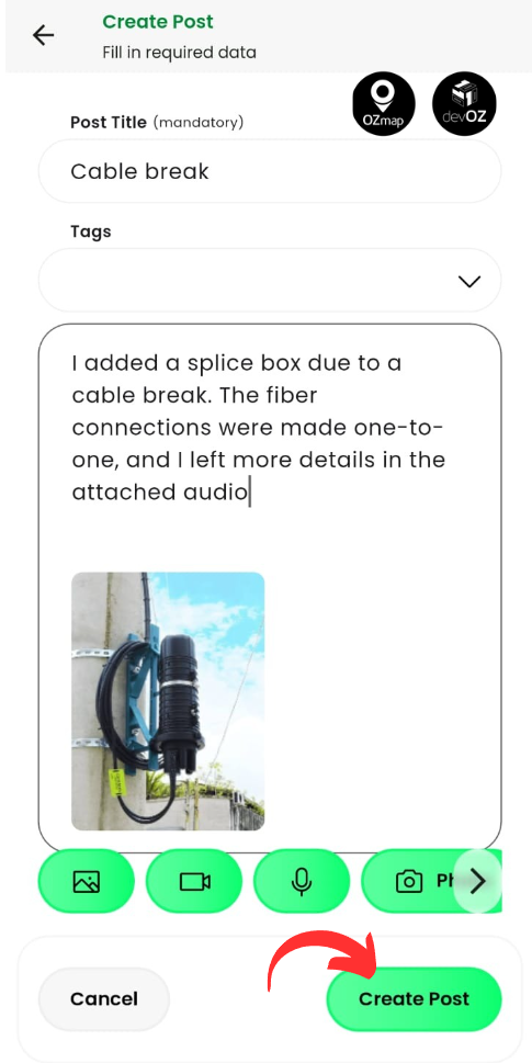 Post creation at a enclosure (on field)