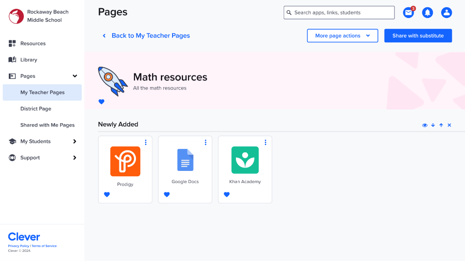 Teacher Page view