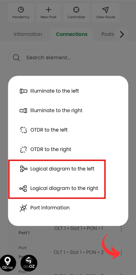 Fiber network diagram on mobile