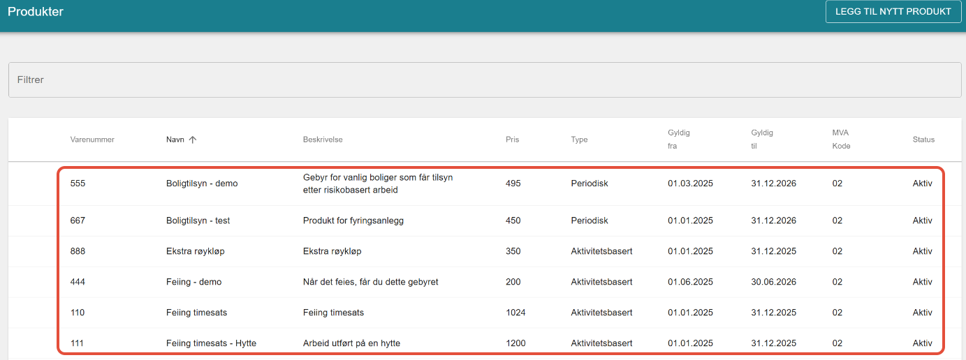 Bildetekst - Cubit faktura produktoversikt