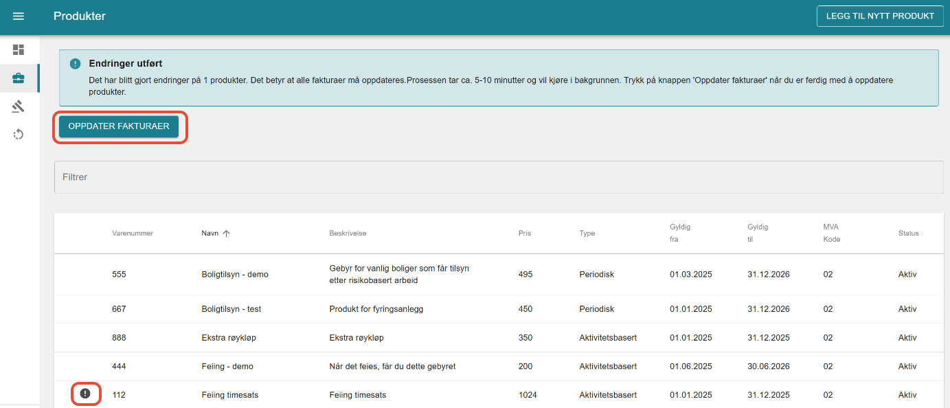 Bildetekst - Cubit faktura, oppdater faktura fra produktside